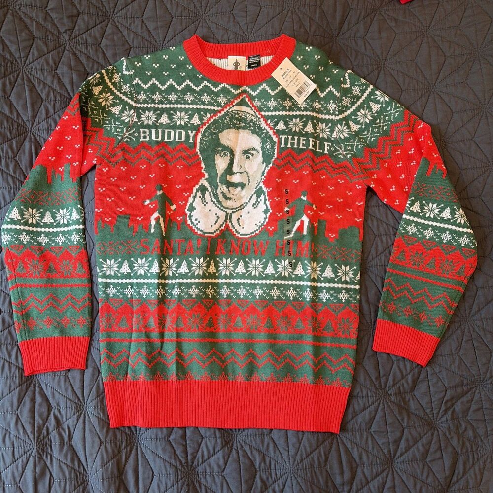 NEW Buddy The Elf Ugly Christmas Sweater Santa I Know Him Size Small